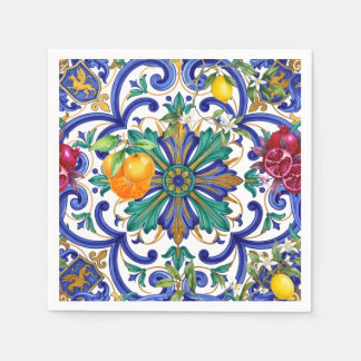 Serviette En Papier citron Méditerranée Mosaïque 