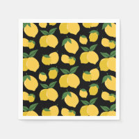 Citron Motif Fruit Rétro Jaune sur Noir