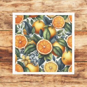 Serviette En Papier Citron Orange Frais Lemon & Vert Jaune Été 
