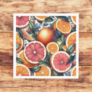 Serviette En Papier Citron Orange Frais Lemon & Vert Jaune Été 