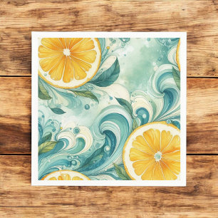 Serviette En Papier Citron Orange Frais Lemon & Vert Jaune Été 