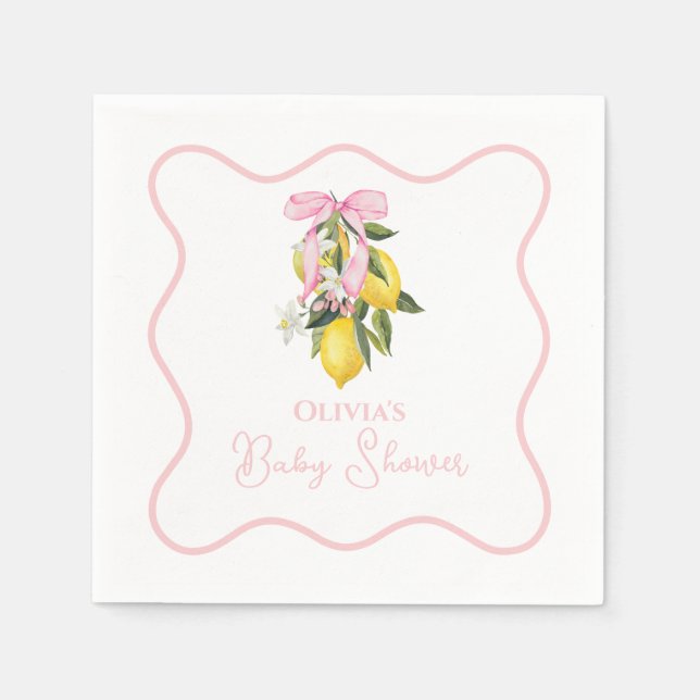 Serviette En Papier Citron Pink Bow preppy Baby shower Coquette (Devant)