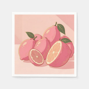 Serviette En Papier Citron Rose Moderne Féminin