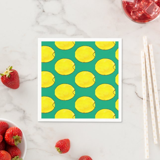 Serviette En Papier citron vert aquarelle (En situation)