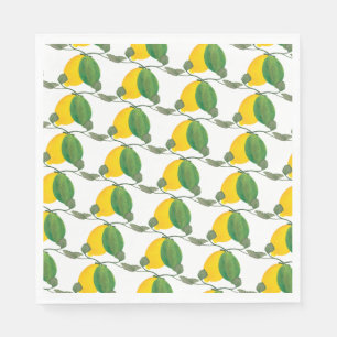 Serviette En Papier Citron vert aquarelle motif peint à la main