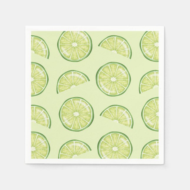 Serviette En Papier Citron Vert Citrus Tranches de Fruits Illustrées (Devant)