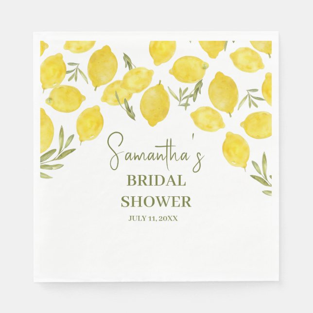 Serviette En Papier Citron vert Fête des mariées italienne Jaune Olive (Devant)