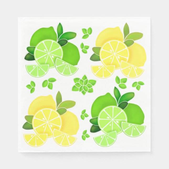 Serviette En Papier Citron vert fruit jaune citron (Devant)