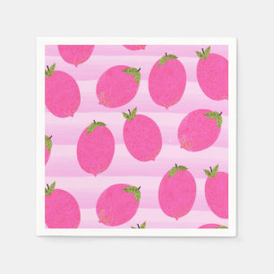Serviette En Papier Citronnade Citrons Roses Été Fruits Aquarelle Fête