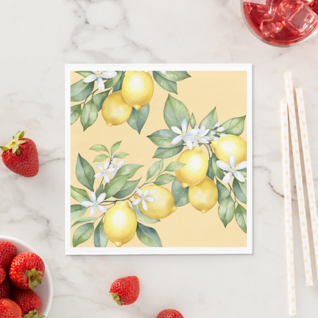 Serviette En Papier citronnelle citronnelle citron de fête 1er anniver (En situation)