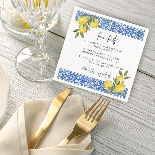 Serviette En Papier Citrons à l'aquarelle & Carrelage Faits amusants p (Créateur téléchargé)