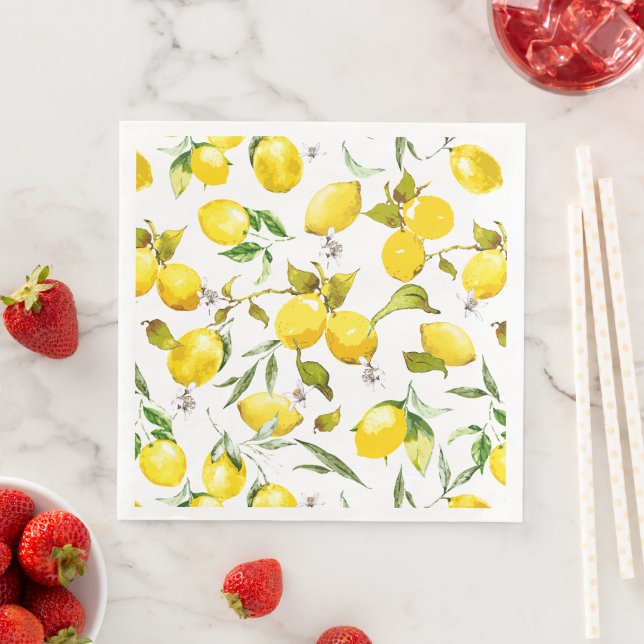 Serviette En Papier Citrons aquarelle 5 (En situation)
