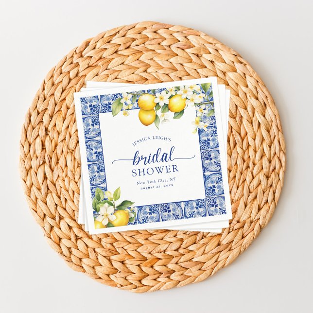 Serviette En Papier Citrons Bleus de Méditerranée pour Enterrement de  (Créateur téléchargé)