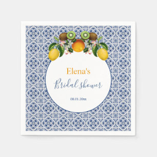Serviette En Papier Citrons d'Amalfi blancs et bleus Italie Enterremen
