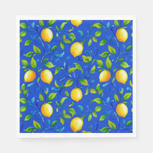 Serviette En Papier Citrons de jardin italien ensoleillé. Ciel bleu. P