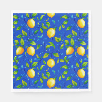 Serviette En Papier Citrons de jardin italien ensoleillé. Ciel bleu. P