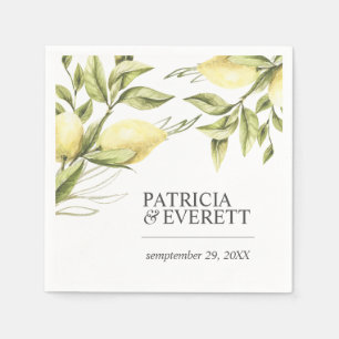 Serviette En Papier Citrons et Feuilles Boho chic mariage personnalisé