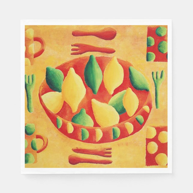 Serviette En Papier Citrons et Limes (Devant)