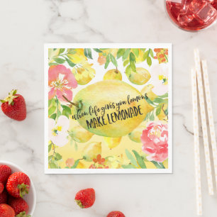 Serviette En Papier Citrons floral ombre aquarelle inspiration citatio