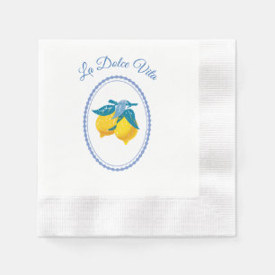 Serviette En Papier Citrons jaunes d'Amalfi de style méditerranéen