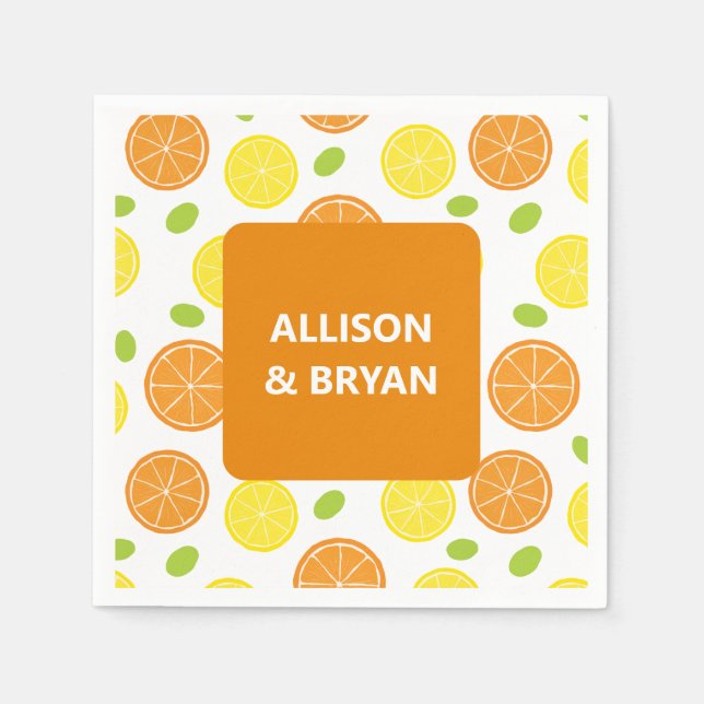 Serviette En Papier Citrons & Oranges Fruits Wedding shower personnali (Devant)