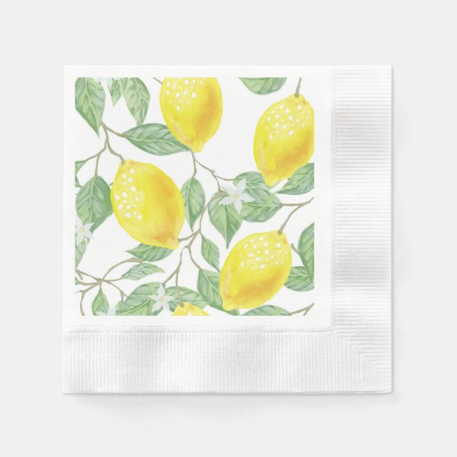Serviette En Papier Citrons sur papier design vigne (Devant)