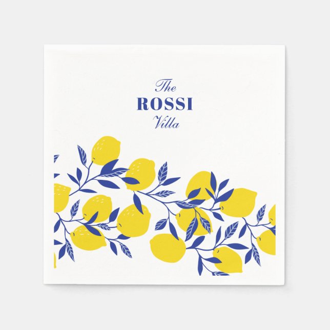 Serviette En Papier Citrons Tropical Méditerranéen Toscan (Devant)