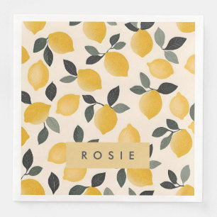 Serviette En Papier Citrons Vintages personnalisés avec Feuilles verts