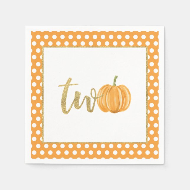 Serviette En Papier Citrouille 2e anniversaire Napkin - Dots orange (Devant)