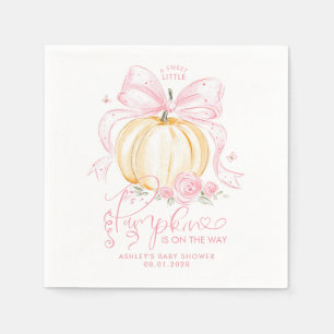Serviette En Papier Citrouille à ruban rose Élégante Baby Shower autom