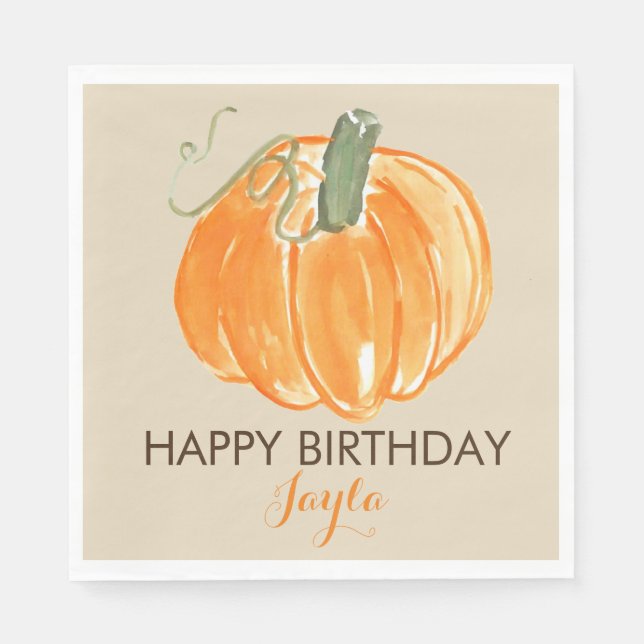 Serviette En Papier Citrouille anniversaire automne anniversaire servi (Devant)