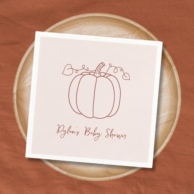 Serviette En Papier Citrouille Automne Automne Main tiré Baby shower D (Pumpkin Fall Autumn Hand Drawn Doodle Baby Shower Napkins)