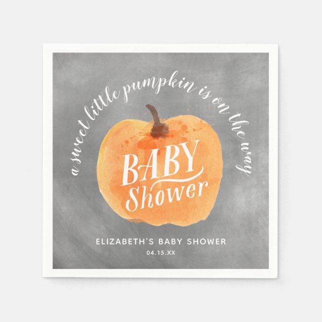 Serviette En Papier Citrouille Automne Baby shower Chalkboard Automne (Devant)