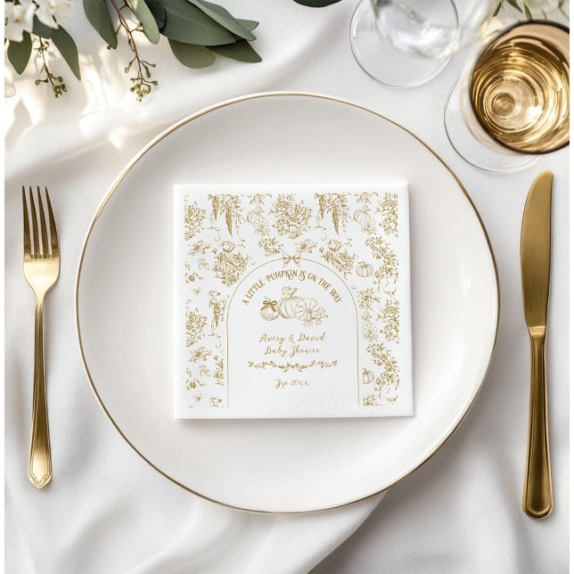 Serviette En Papier Citrouille Automne or Whimsical Baby shower floral (Créateur téléchargé)