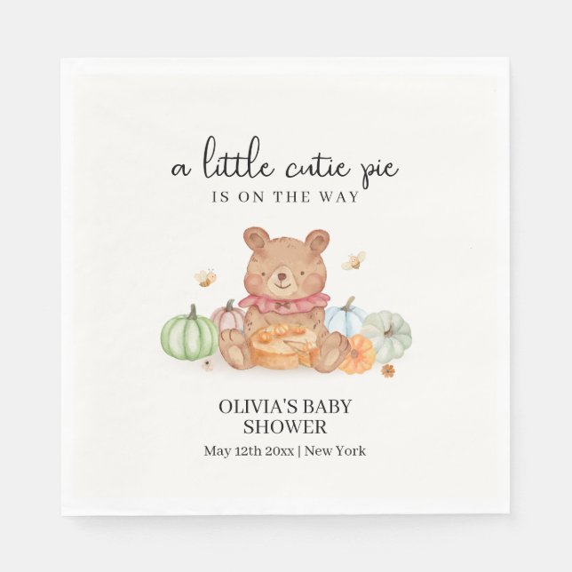Serviette En Papier Citrouille Automne Pie Teddy Bear Baby shower (Devant)