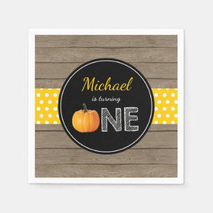 Serviette En Papier Citrouille Automne Premier anniversaire fête Jaune