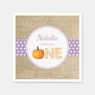 Serviette En Papier Citrouille Automne Premier anniversaire fête Purpl