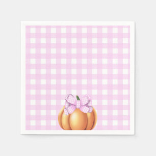 Serviette En Papier Citrouille avec noeud rose dans une cage pour une
