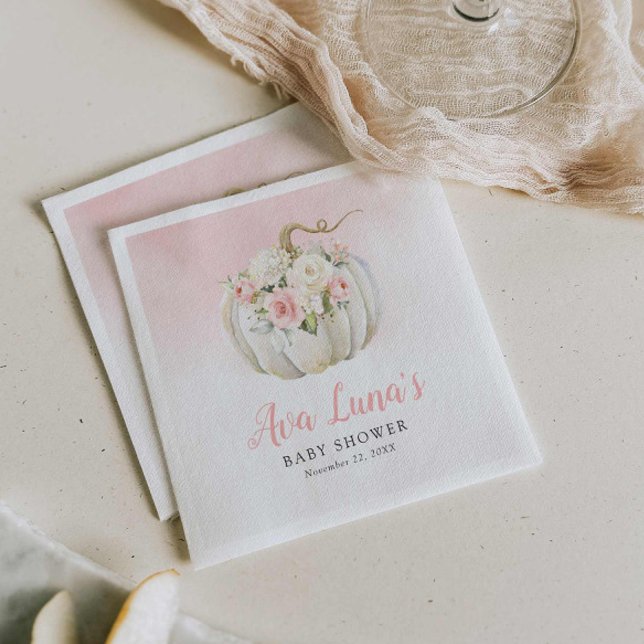Serviette En Papier Citrouille Baby shower fille serviettes personnali (Pink Fall Girl Baby Shower Paper Napkins)