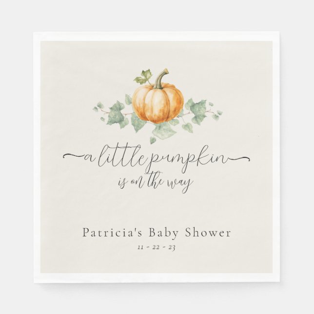 Serviette En Papier Citrouille Baby shower Genre Neutre serviettes (Devant)