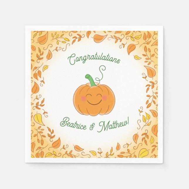 Serviette En Papier Citrouille Baby shower mignon automne (Devant)