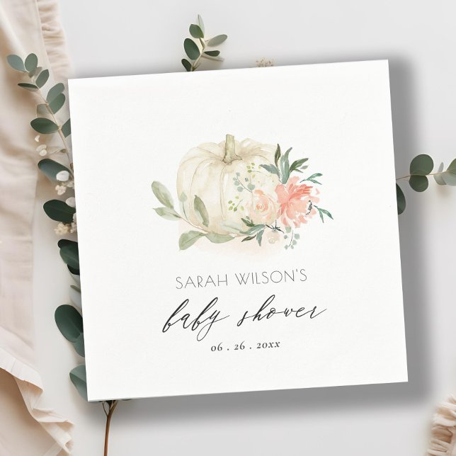 Serviette En Papier Citrouille blanc Blush Floral Baby Brunch Douche (Créateur téléchargé)