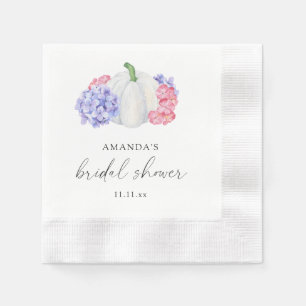 Serviette En Papier Citrouille blanc et fleurs d'hydrangée douche nupt
