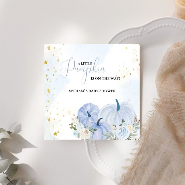 Serviette En Papier Citrouille bleu automne Floral Boy Baby shower (Créateur téléchargé)