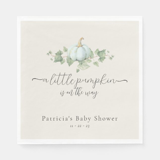 Serviette En Papier Citrouille bleu Baby shower genre Neutral serviett (Devant)