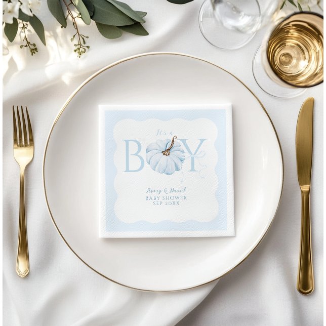 Serviette En Papier Citrouille bleu C'est un garçon Baby shower d'auto (Créateur téléchargé)