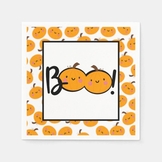 Serviette En Papier Citrouille Boo Halloween Party Napkins (Devant)
