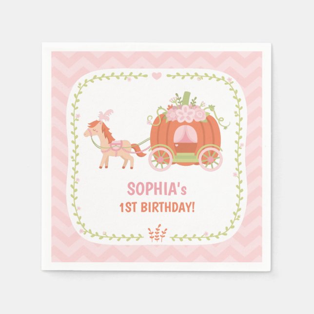 Serviette En Papier Citrouille Carriage Princesse Anniversaire Fête Fo (Devant)