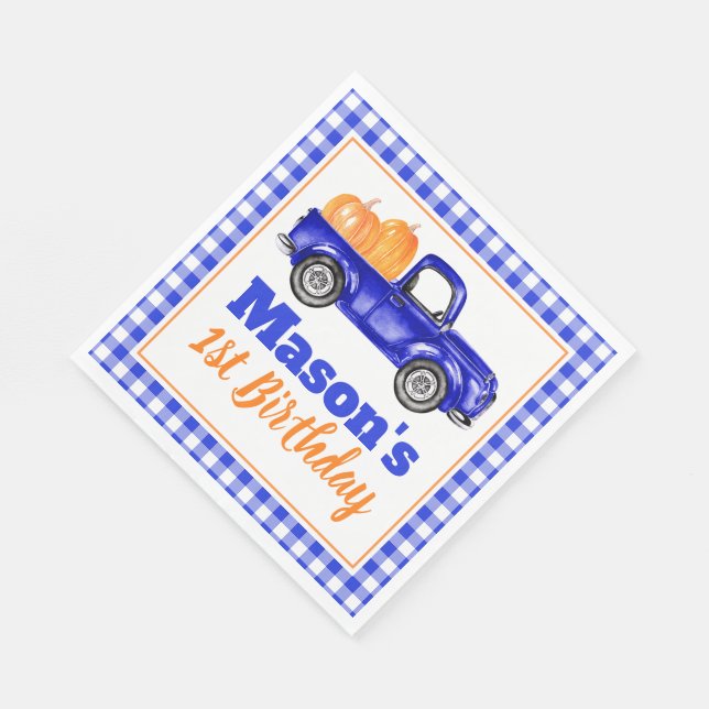 Serviette En Papier Citrouille citrouille - Bleu Truck (Coin)
