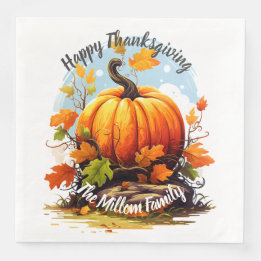 Serviette En Papier citrouille coloré bon thanksgiving modifiable